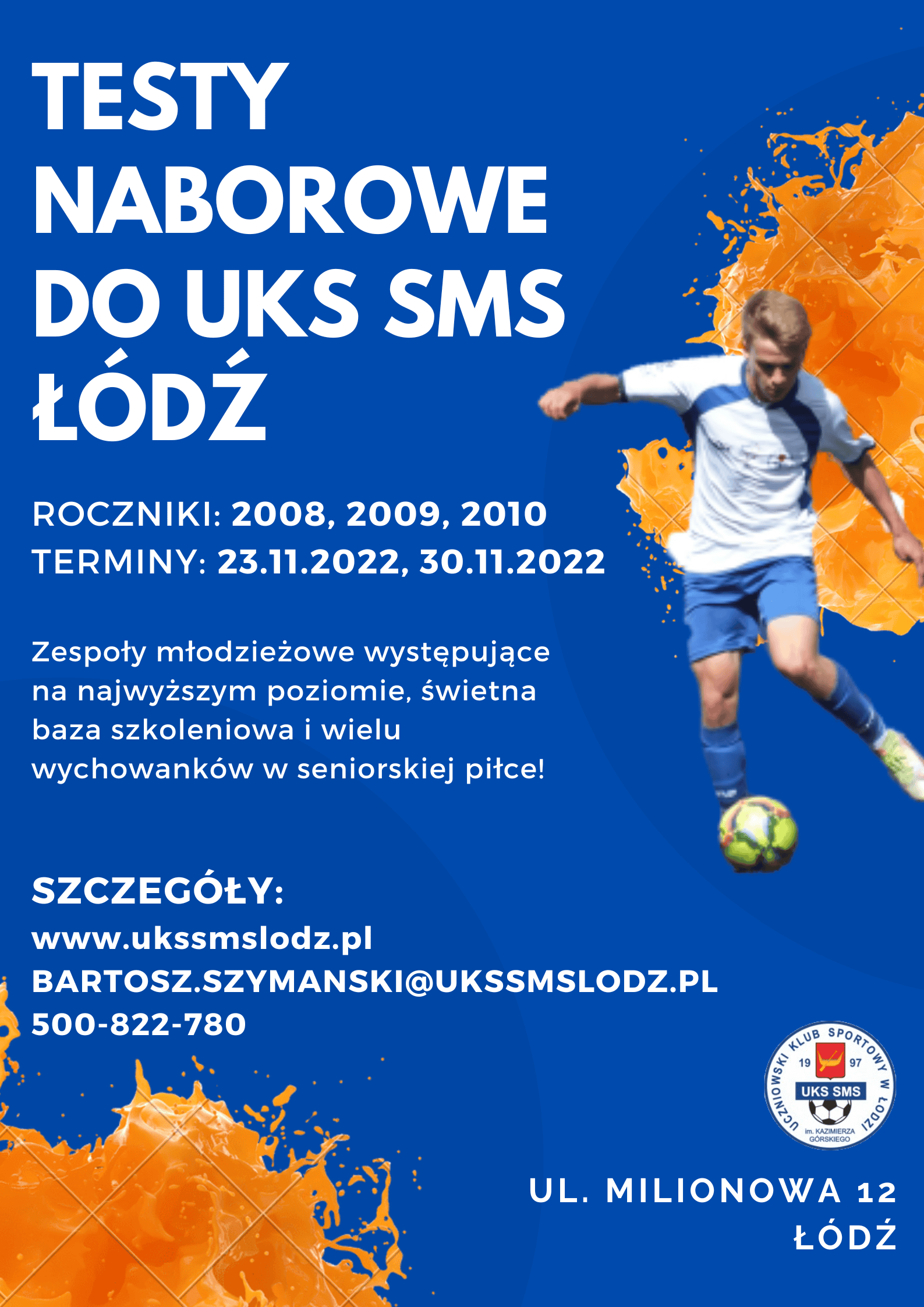 Rusza 2. Edycja Ogólnopolskich Testów Naborowych do UKS SMS Łódź!
